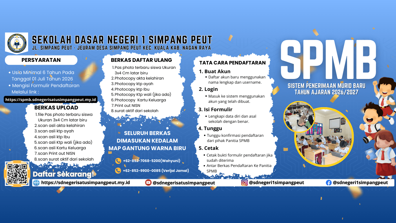 Pembukaan SPMB 2026 SD Negeri 1 Simpang Peut